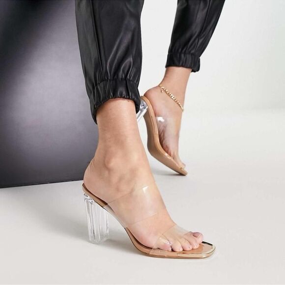 Simmi London Clear nude block PVC heels - Picture 3 of 6